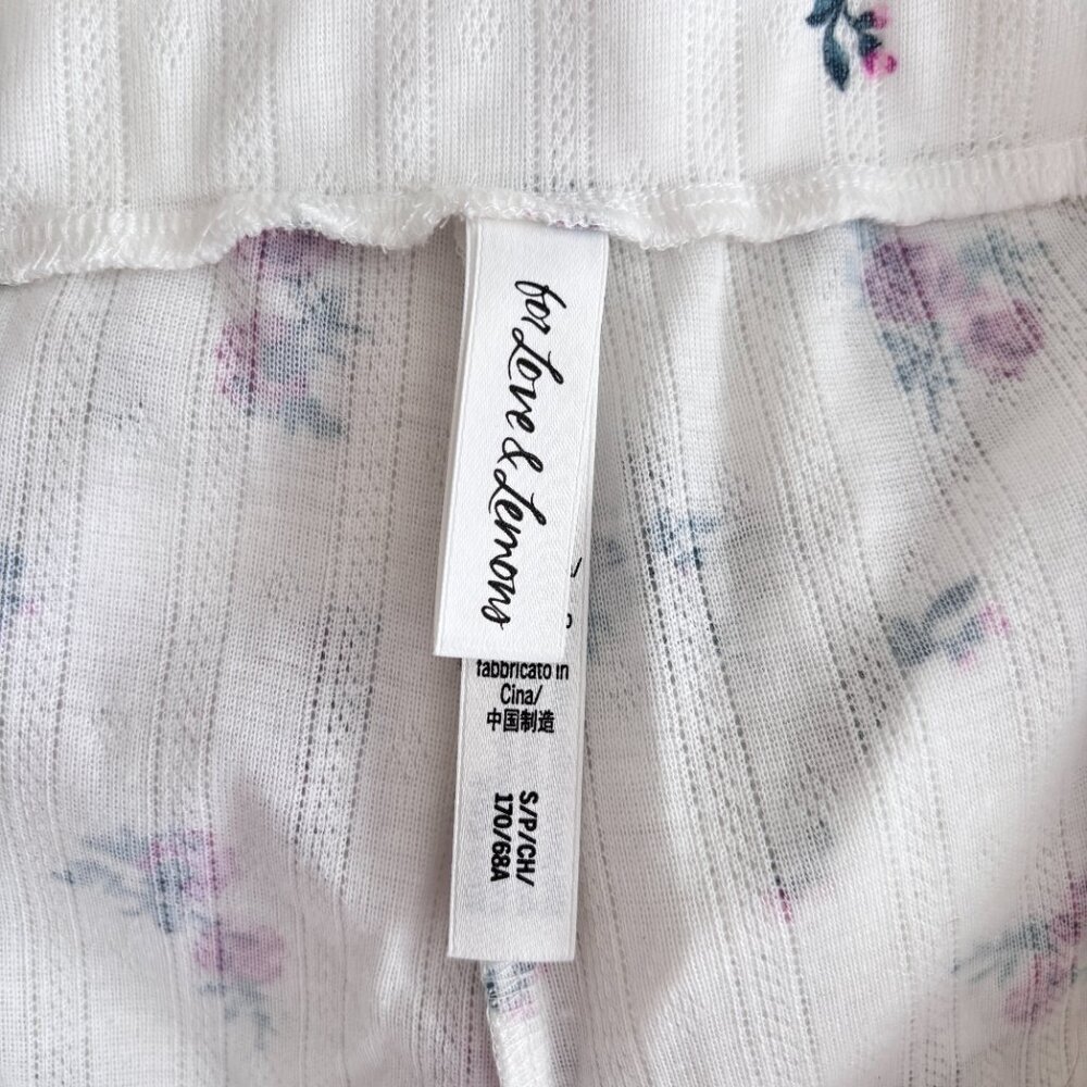 For Love & Lemons White Floral Pointelle Pajama Pants - Picture 7 of 7